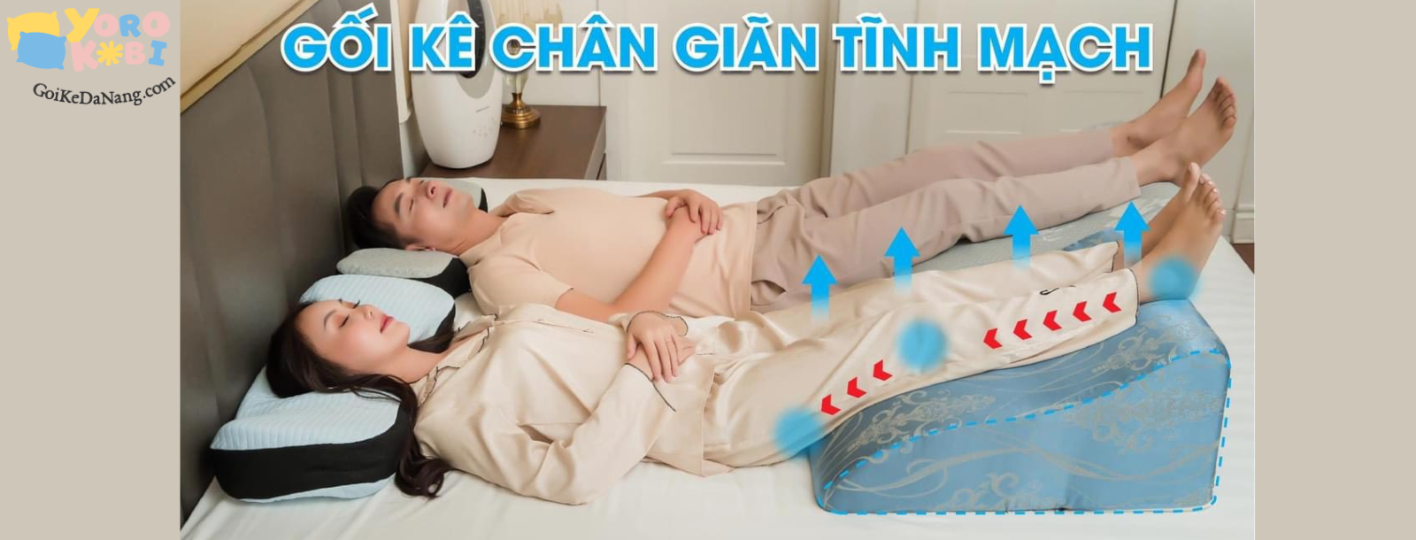 Gối trào ngược dạ dày và gối gác chân chuyên dụng cho người giãn tĩnh mạch